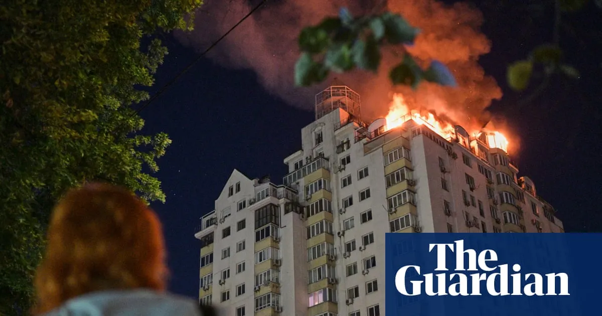 Russia targets Kyiv with missiles and drones, setting buildings ablaze and causing injuries