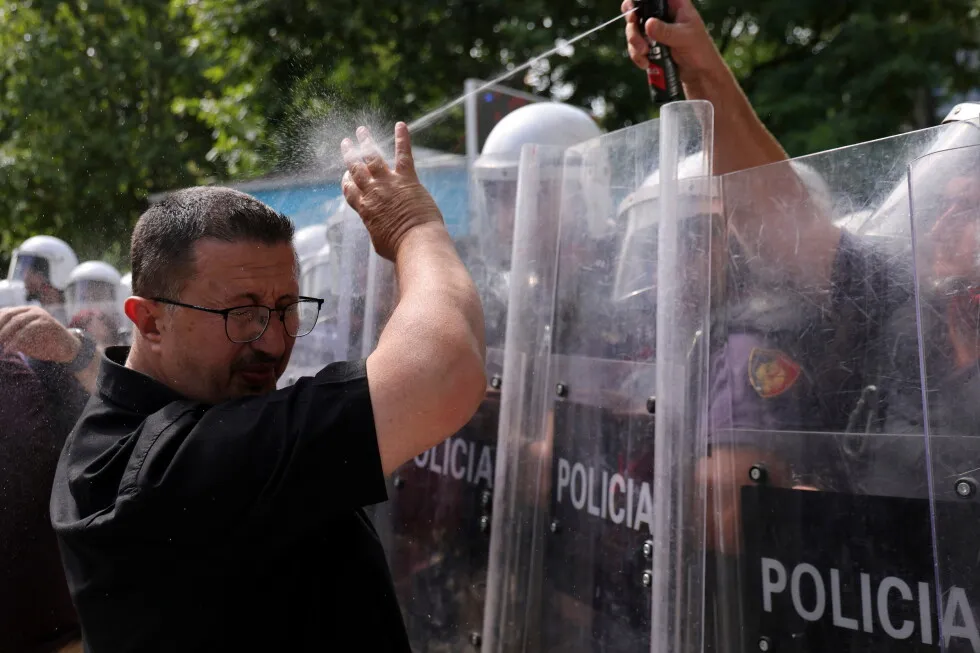 Albanian police use tear gas and pepper spray as Tirana protest turns violent