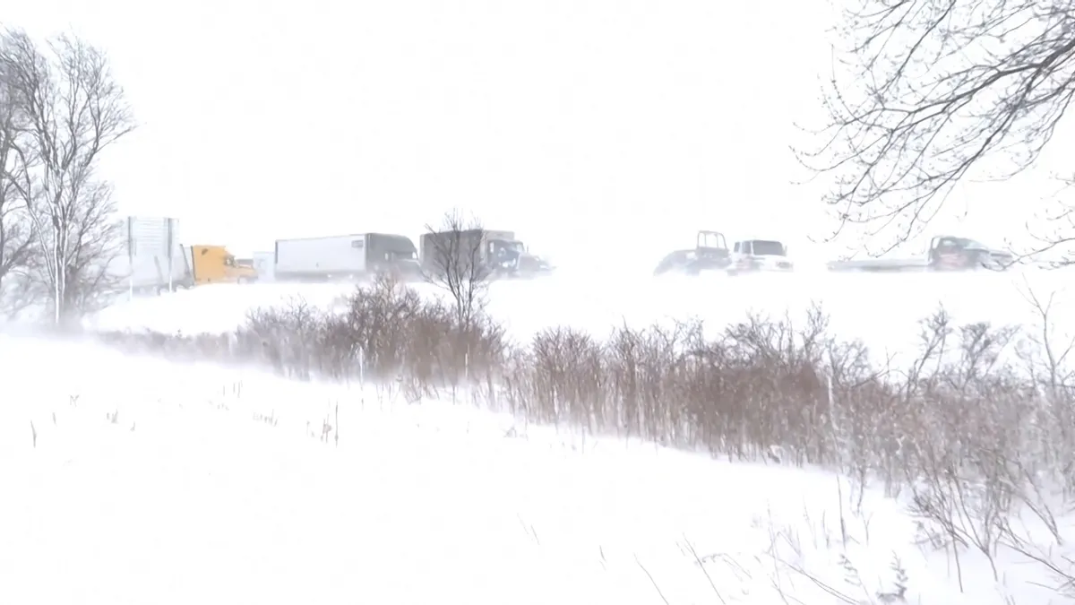 Video: More than 100 vehicles involved in pile-up during US snowstorm