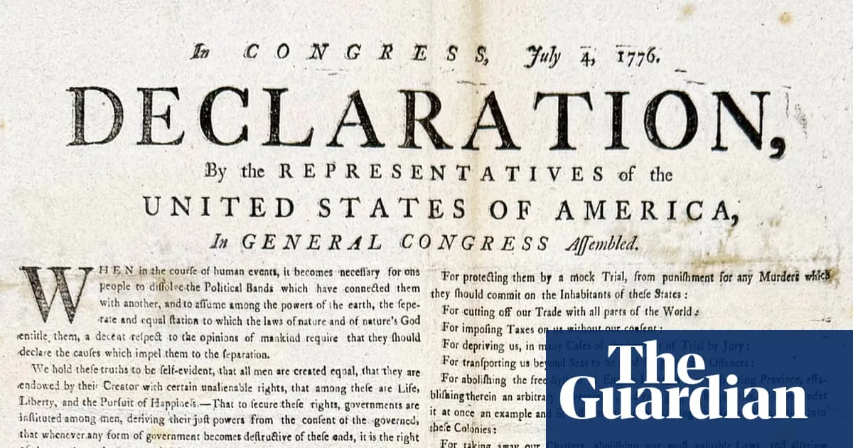 ‘Vanishingly rare’ copy of US Declaration of Independence found by volunteer in UK archives