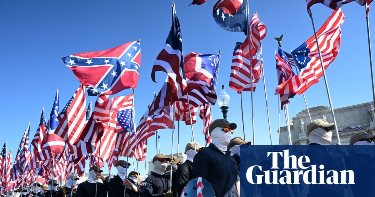 Neo-fascist group Patriot Front parades Confederate flag in Washington DC on Fourth of July