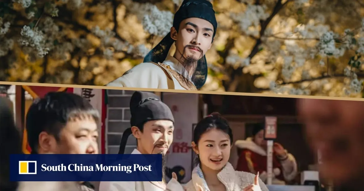 Chinese tourist-site performer portraying poet Li Bai offers advice to burned-out visitors