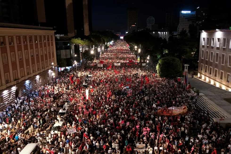 Albanians take to the streets in protest for the 35th night in a row