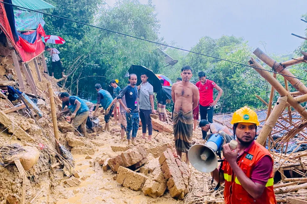 At least 5 children die in monsoon landslide at a Rohingya camp in Bangladesh