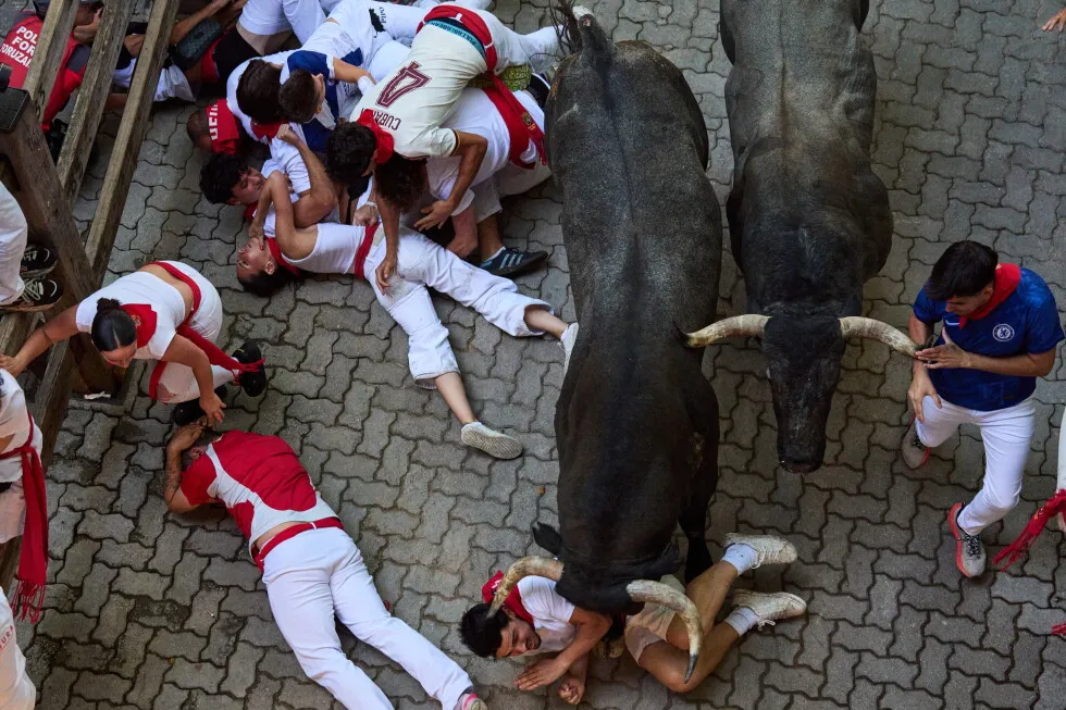 One runner gored in the face at Spain’s San Fermin bull run festival