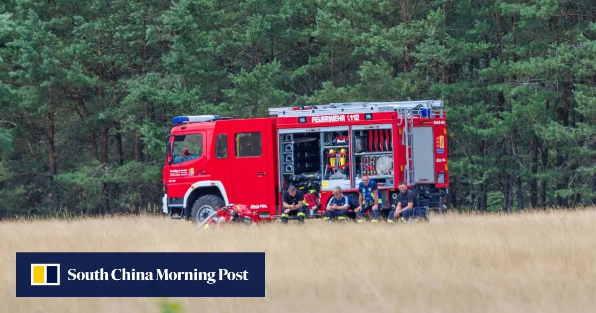 German wildfire spreads as unexploded bombs keep firefighters 1km away