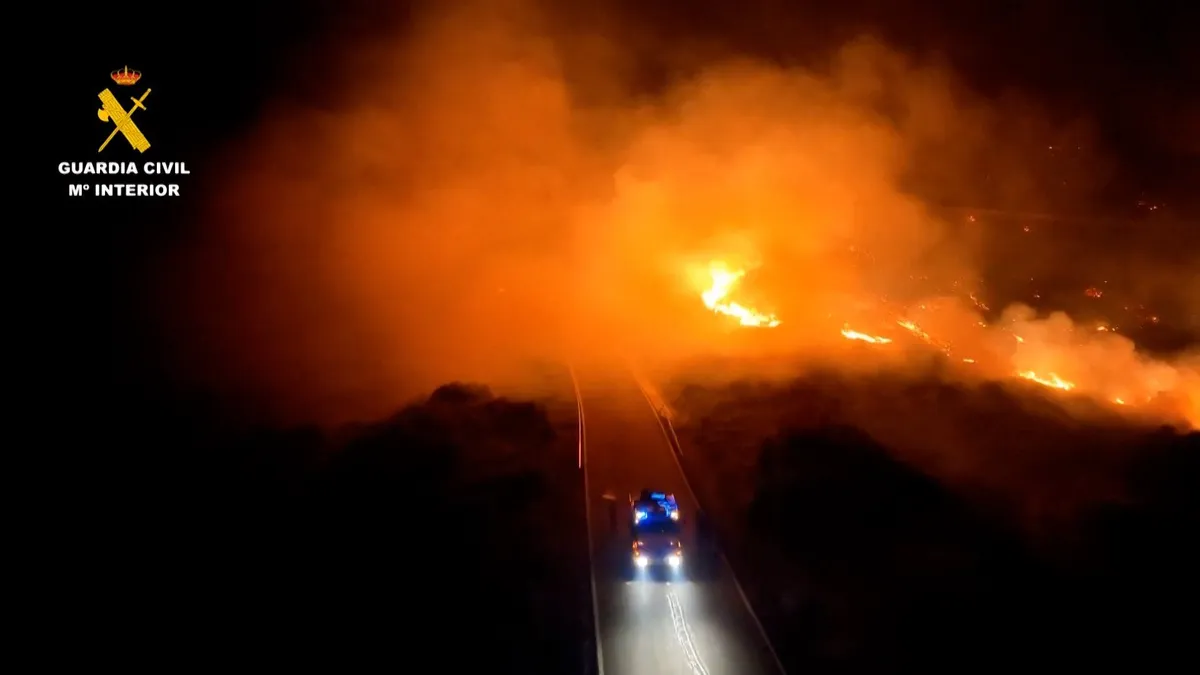 Drone video shows scale of major wildfire in northern Spain