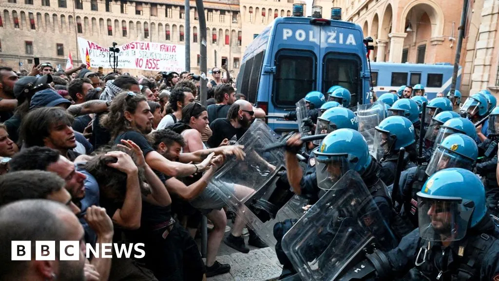 Dozens hurt in Bologna protests after man dies while being restrained by police