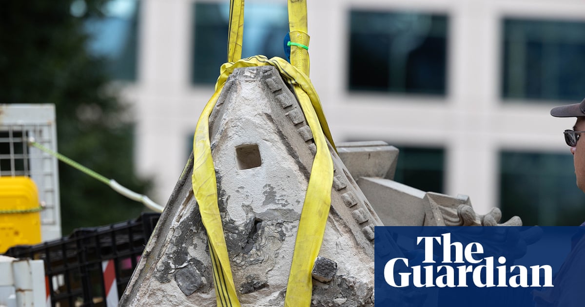 ‘Land back’: colonial monuments destroyed and vandalised in Melbourne’s Flagstaff gardens
