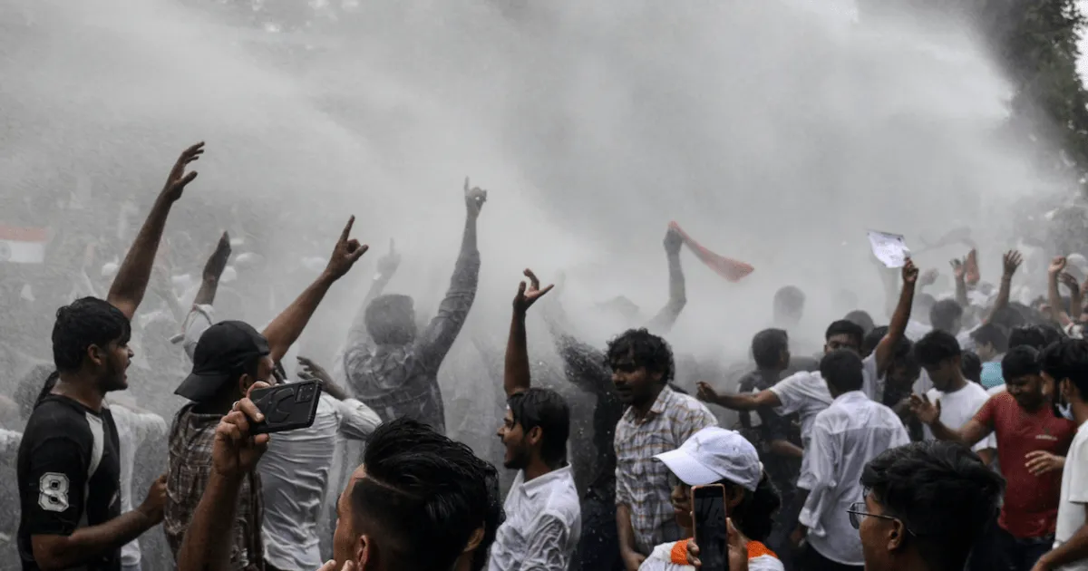 Water cannon deployed at India education system protests