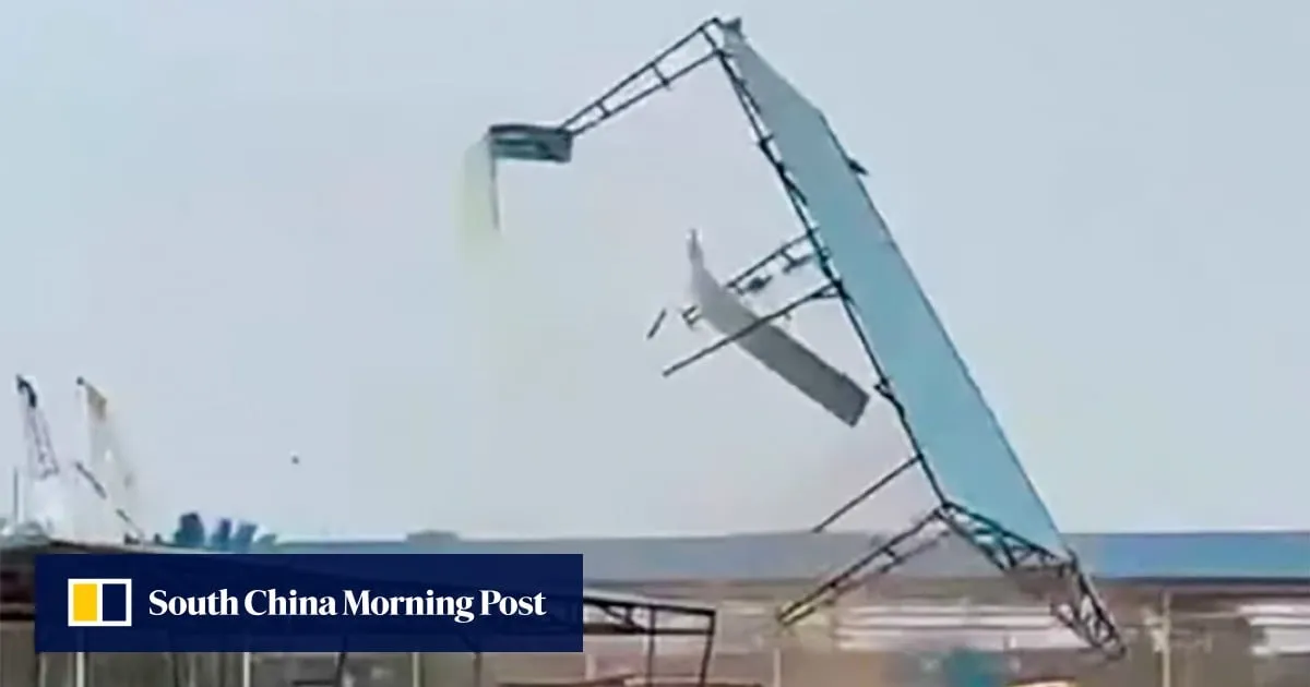 Tornado rips roofing from Indonesian construction site, sends workers fleeing