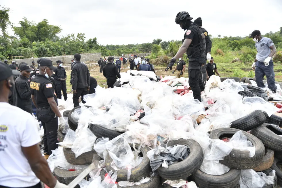 Liberian authorities burn $336 million in cocaine as senior police officials are implicated