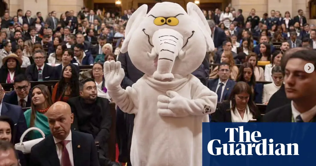 White elephant in the room: Colombia swears in costumed anti-corruption activist as senator